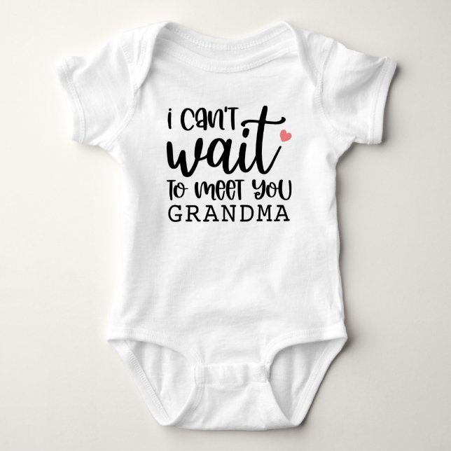 Kann nicht warten, Oma-Schwangerschaft Ankündigung Baby Strampler (Vorderseite)