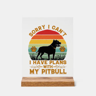 Kann Pläne Hund Pitbull Retro Sonnenuntergang_1 Acrylschild
