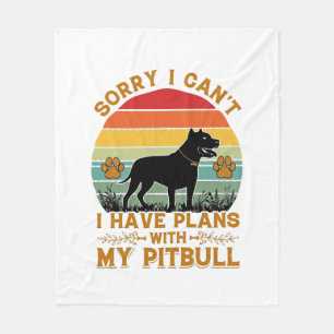 Kann Pläne Hund Pitbull Retro Sonnenuntergang_1 Fleecedecke