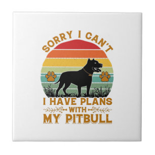 Kann Pläne Hund Pitbull Retro Sonnenuntergang_1 Fliese