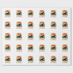 Kann Pläne Hund Pitbull Retro Sonnenuntergang_1 Geschenkpapier