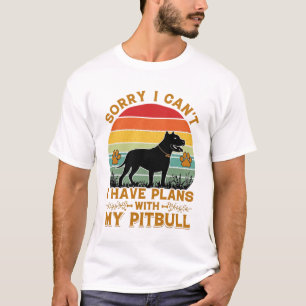 Kann Pläne Hund Pitbull Retro Sonnenuntergang_1 T-Shirt