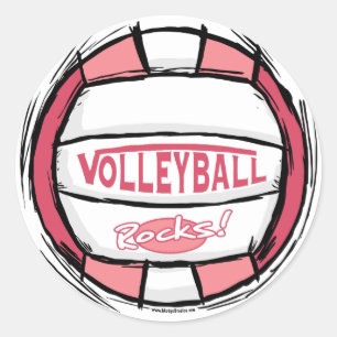 Kann U es Volleyball Pink Runder Aufkleber