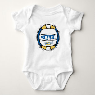 Kann U es Volleyball spielen Blue Gold Baby Strampler