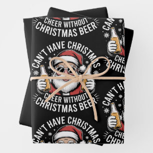Kann Weihnachtsfreude nicht ohne Bier haben Santa  Geschenkpapier Set