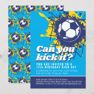 Kannst du die Fußballparty zum 12. Geburtstag blau Einladung