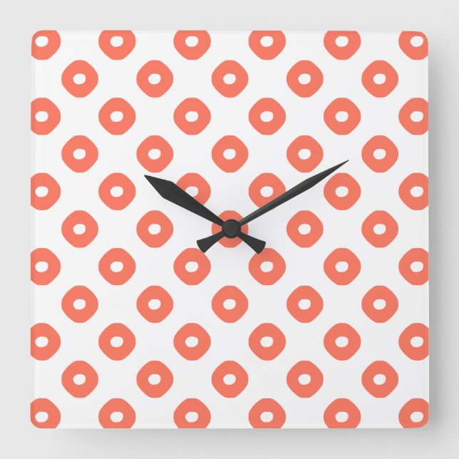 "Kanoko" Fawn Spot Pattern Salmon Pink Quadratische Wanduhr (Vorderseite)