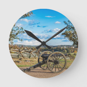 Kanonen in Gettysburg Runde Wanduhr