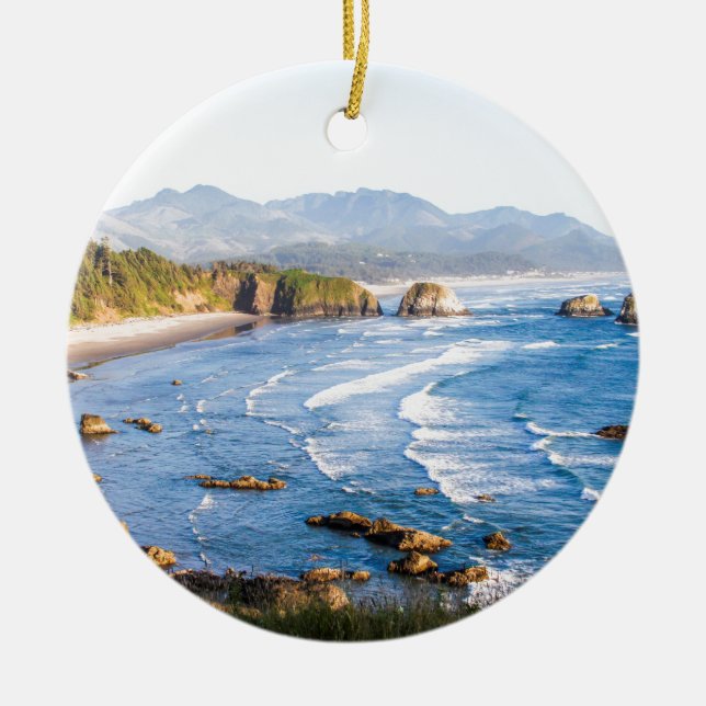 Kanonen-Strand Oregon Keramik Ornament (Vorne)