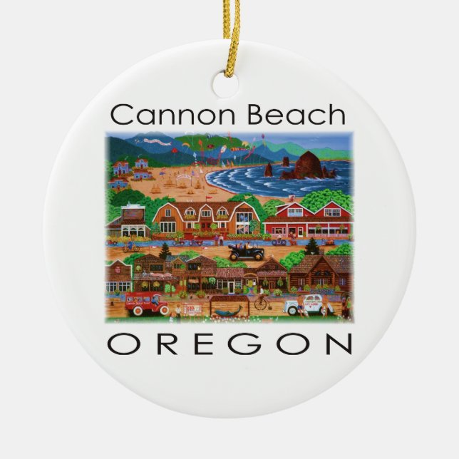Kanonen-Strand ~ Oregon Keramik Ornament (Vorne)