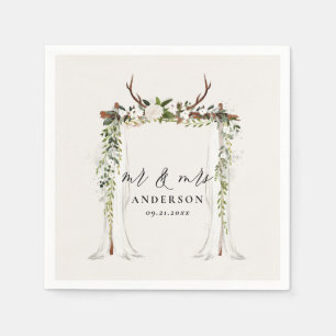 Kanopy rustikale botanische Hochzeit mr und mrs Dr Serviette