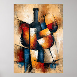 Kanpai-Wein bildet japanische geometrische Abstrak Poster