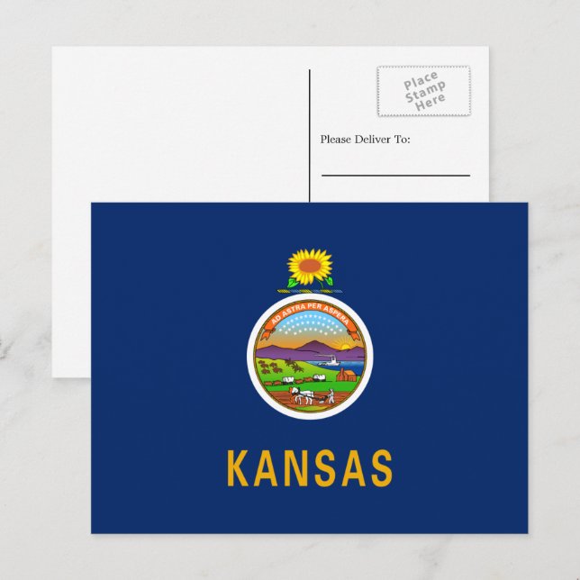 Kansan-Flagge, Flagge Kansas Postkarte (Vorne/Hinten)