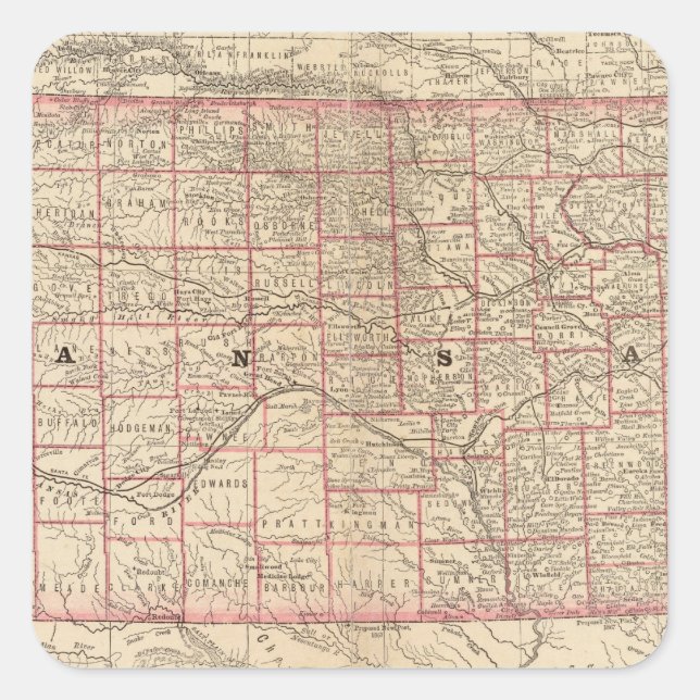 Kansas 3 quadratischer aufkleber (Vorderseite)
