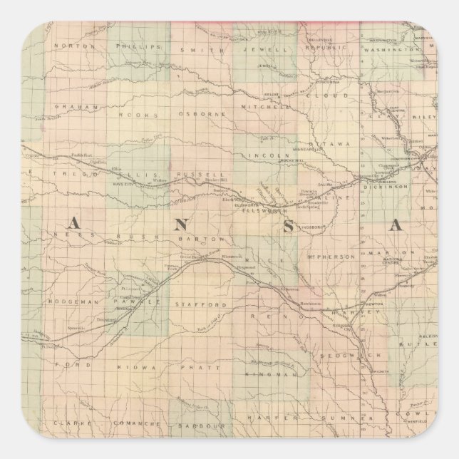 Kansas 6 quadratischer aufkleber (Vorderseite)
