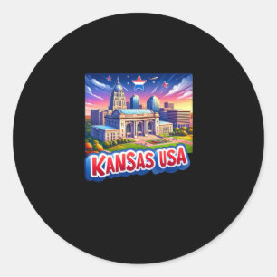 Kansas auf dem US-Aufkleber Runder Aufkleber