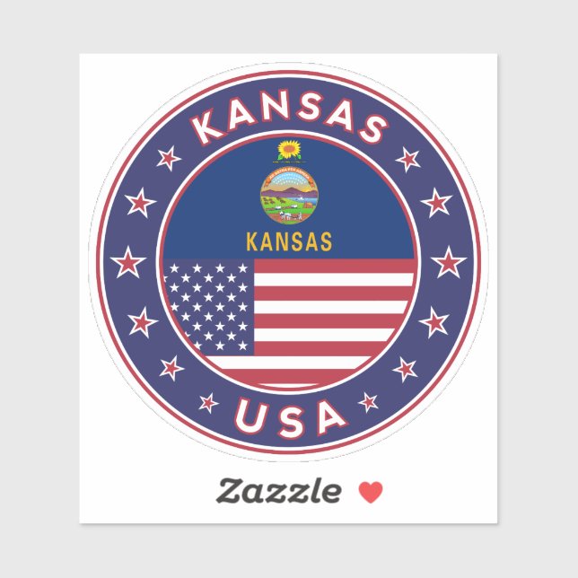 Kansas Aufkleber (Blatt)