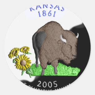 Kansas-Aufkleber Runder Aufkleber