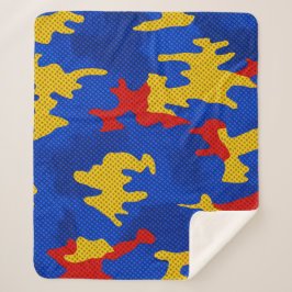 Kansas Blue Red Yellow Vibrant Camo Pattern Sherpadecke