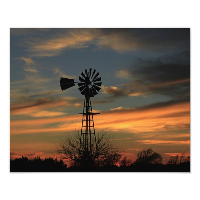 Kansas Christmas 2021 Windmill Sunset Erweiterung Fotodruck (Vorne)