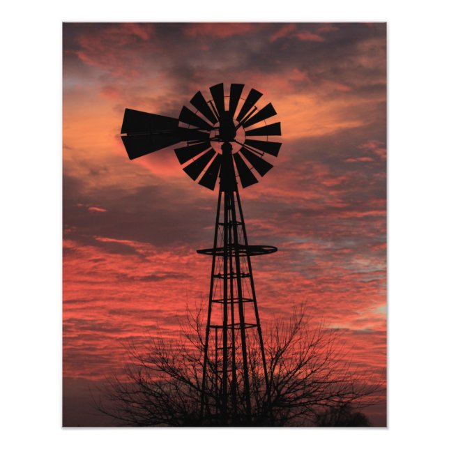 Kansas Christmas EVE 2021 bunter Sonnenuntergang Fotodruck (Vorne)