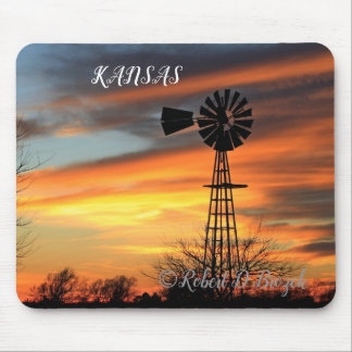 Kansas Christmas Windmill Sunset Mouse Pad Mousepad