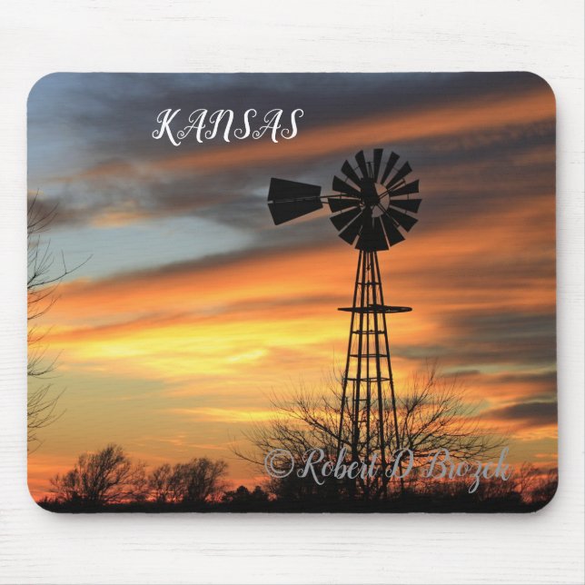 Kansas Christmas Windmill Sunset Mouse Pad Mousepad (Vorne)