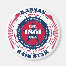 Kansas Circle Typografy Souvenir Magnet