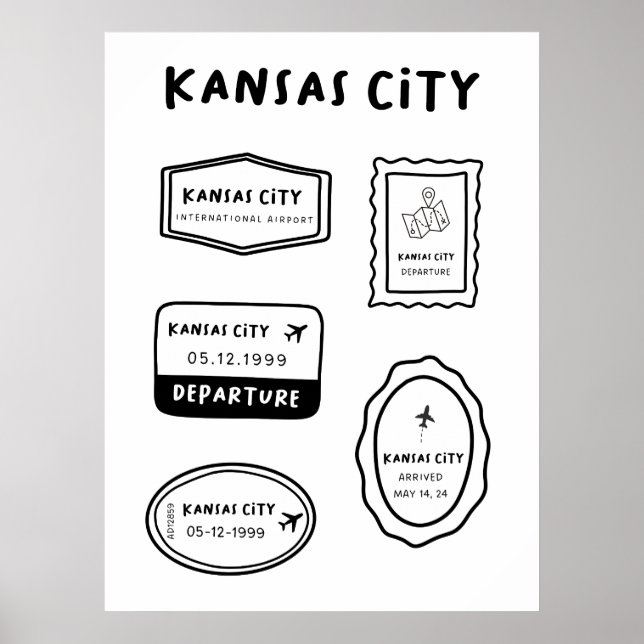 Kansas City - Briefmarke Collection | Minimalistis Poster (Vorne)