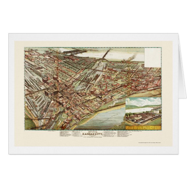 Kansas City, carte panoramique de KS - 1895 (Devant horizontal)