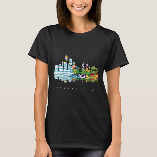 Kansas City, farbenfrohe Silhouette T-Shirt (Vorderseite)