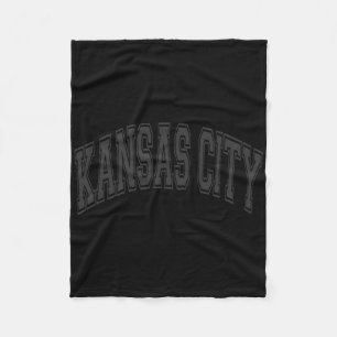 Kansas City gebogener Text Schwarz mit schwarzem D Fleecedecke