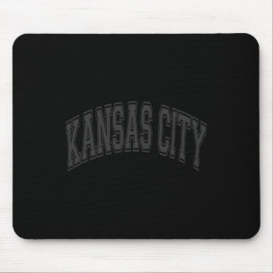 Kansas City gebogener Text Schwarz mit schwarzem D Mousepad