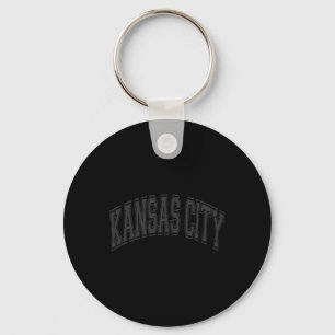 Kansas City gebogener Text Schwarz mit schwarzem D Schlüsselanhänger