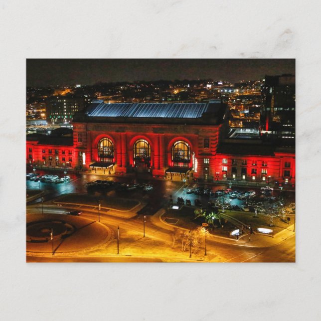 Kansas City Gewerkschaft Station Rote Postkarte (Vorderseite)