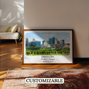 Kansas City Kansas Poster, Aquarell, Maßgeschneide Poster