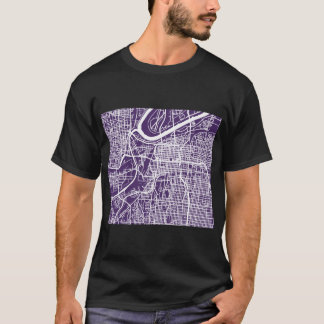 Kansas City Karte Dunkelviolett T-Shirt