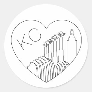 Kansas City - Minimalistische Linie Runder Aufkleber