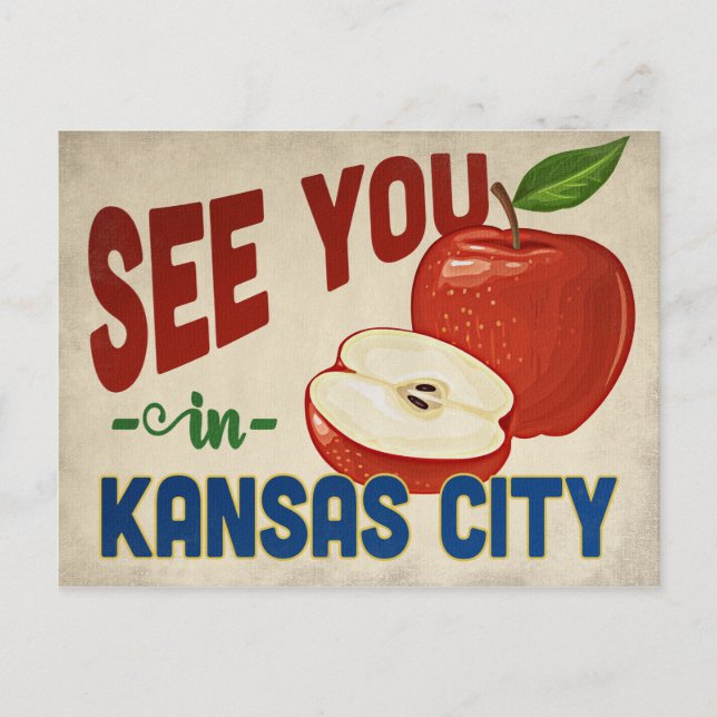 Kansas City Missouri Apple - Vintage Travel Postkarte (Vorderseite)