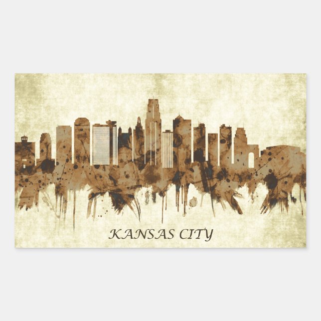 Kansas City Missouri Cityscape Rechteckiger Aufkleber (Vorderseite)