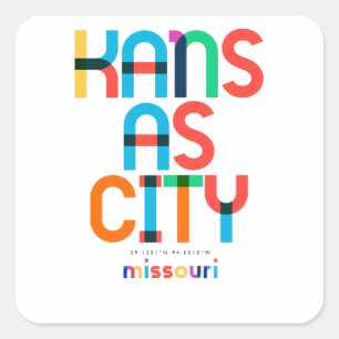 Kansas City Missouri Mitte des Jahrhunderts, Pop A Quadratischer Aufkleber