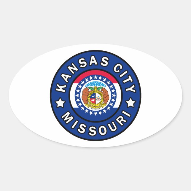 Kansas City Missouri Ovaler Aufkleber (Vorderseite)
