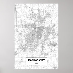 Kansas City, Missouri (schwarz auf weiß) Poster