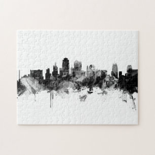 Kansas City Missouri Skyline Schwarz-weiß