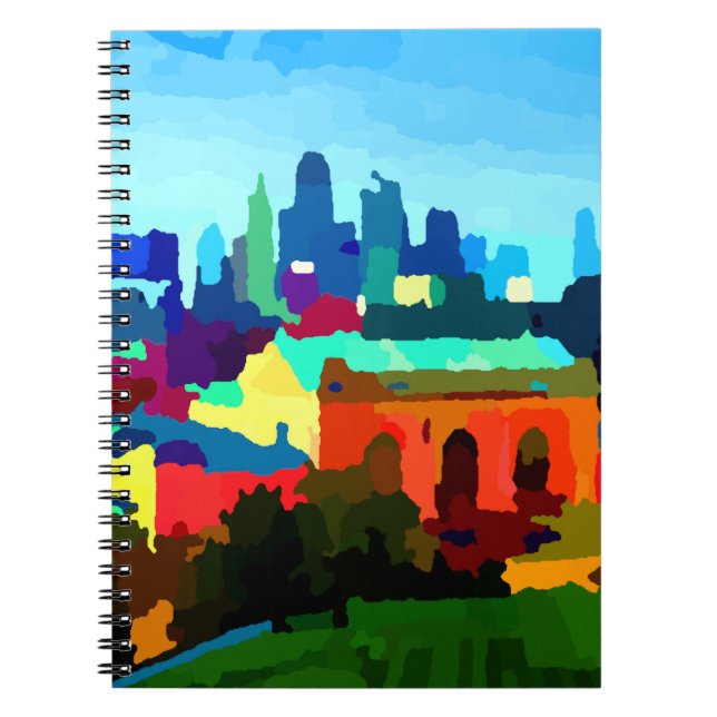 Kansas City Missouri Skyline von Jon Baran Notizblock (Vorderseite)