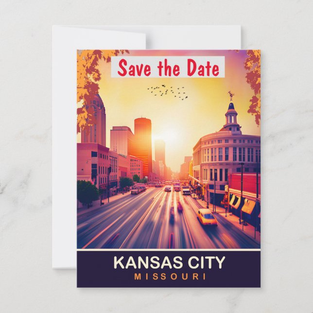 Kansas City, Missouri, Travel Postcard, Save The Date (Vorderseite)
