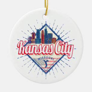 Kansas City Missouri United Staaten Skyline Vintag Keramik Ornament