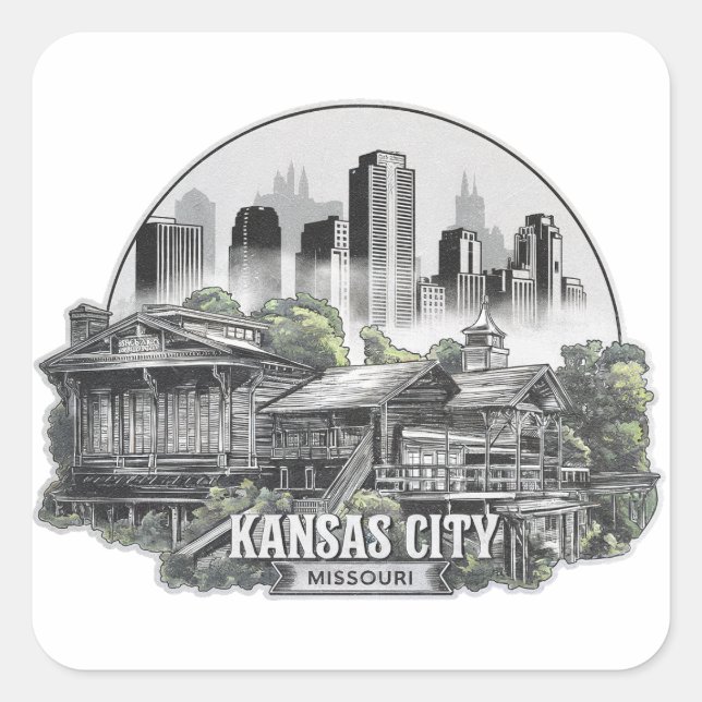Kansas City Missouri USA Quadratischer Aufkleber (Vorderseite)