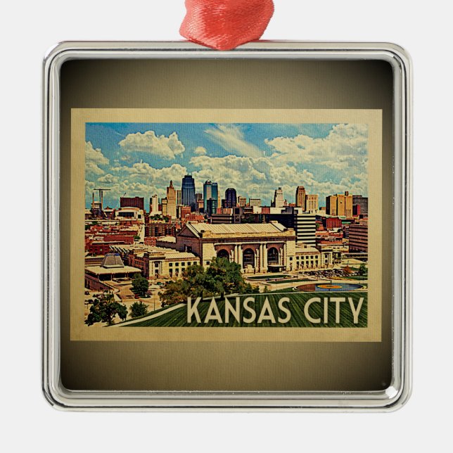 Kansas City Missouri Vintage Silbernes Ornament (Vorne)