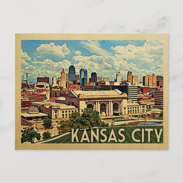Kansas City Missouri Vintage Travel Postkarte (Vorderseite)